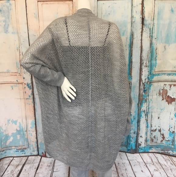 Braeve Grey Net Open Waterfall Duster Cardigan Women's Small S Breathable Sheer - Picture 7 of 12